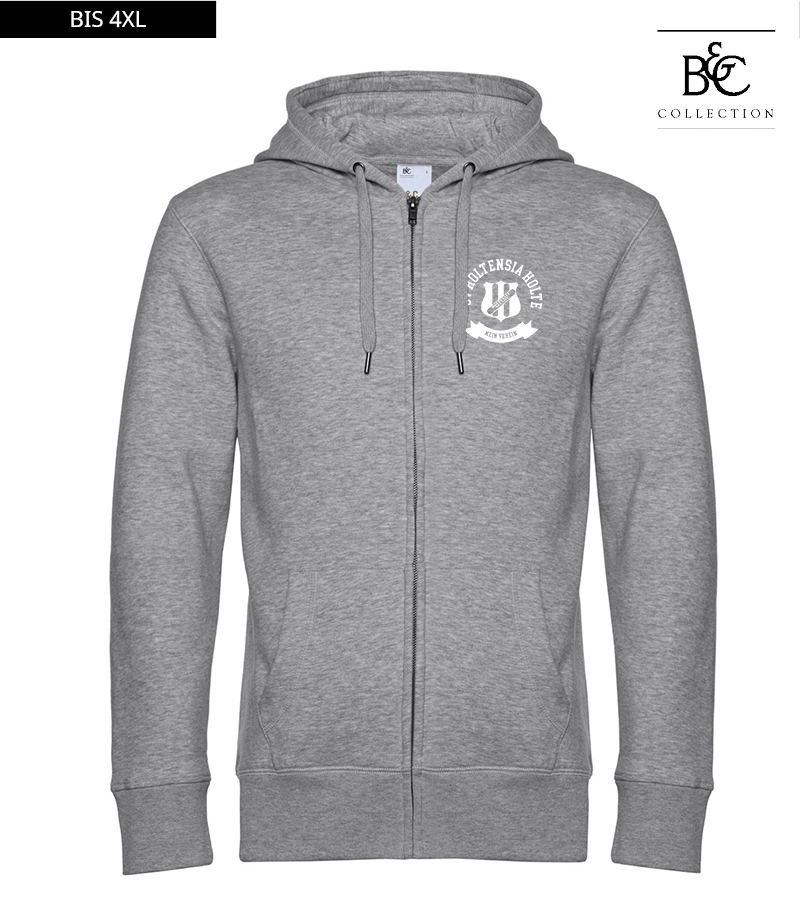 B&C Herren Zipped Hoodie Heather Grey "Bono"