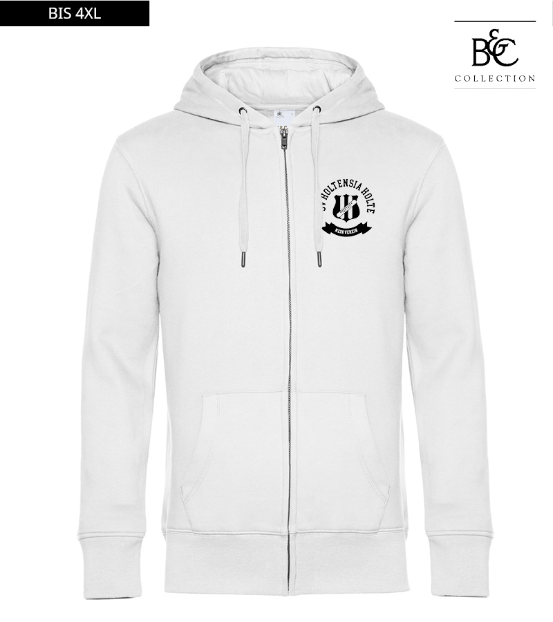 B&C Herren Zipped Hoodie White "Bono"
