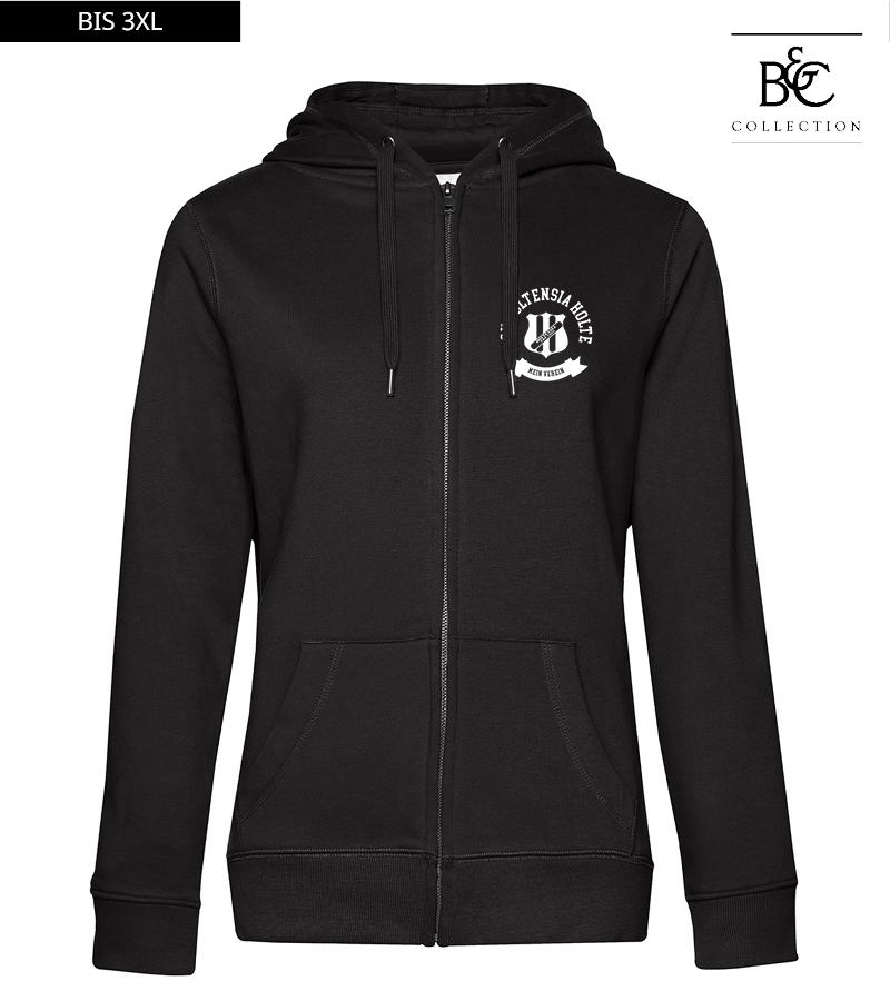 B&C Damen Zipped Hoodie Black Pure "Bono"
