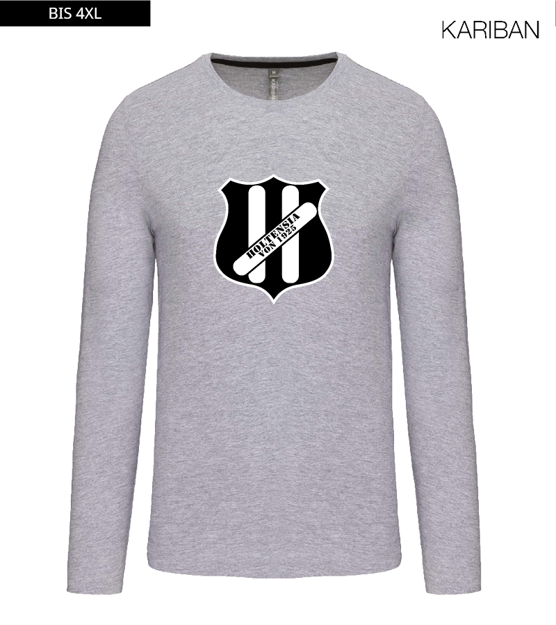 Kariban Herren Langarmshirt Oxford Grey "Anton Frontprint"