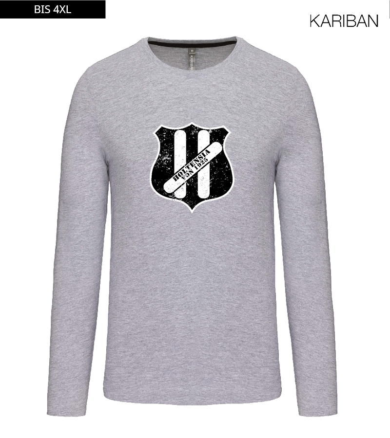 Kariban Herren Langarmshirt Oxford Grey "Uwe Frontprint"