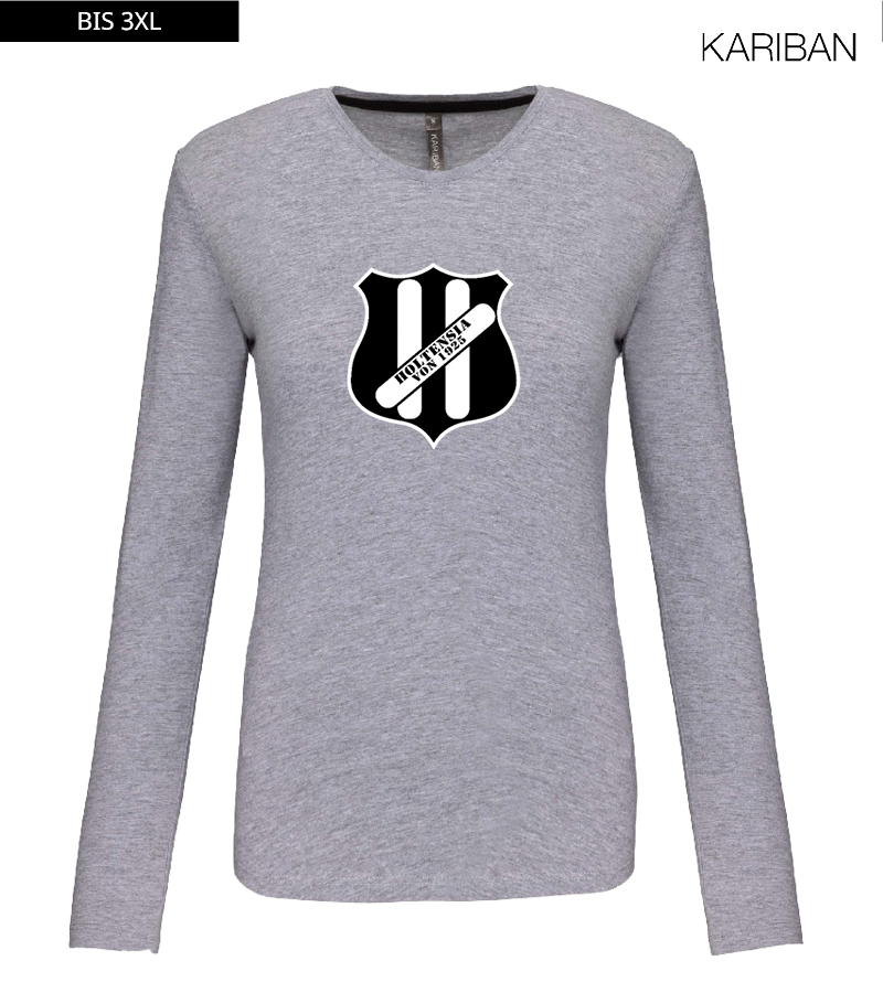 Kariban Damen Langarmshirt Oxford Grey "Anton Frontprint"