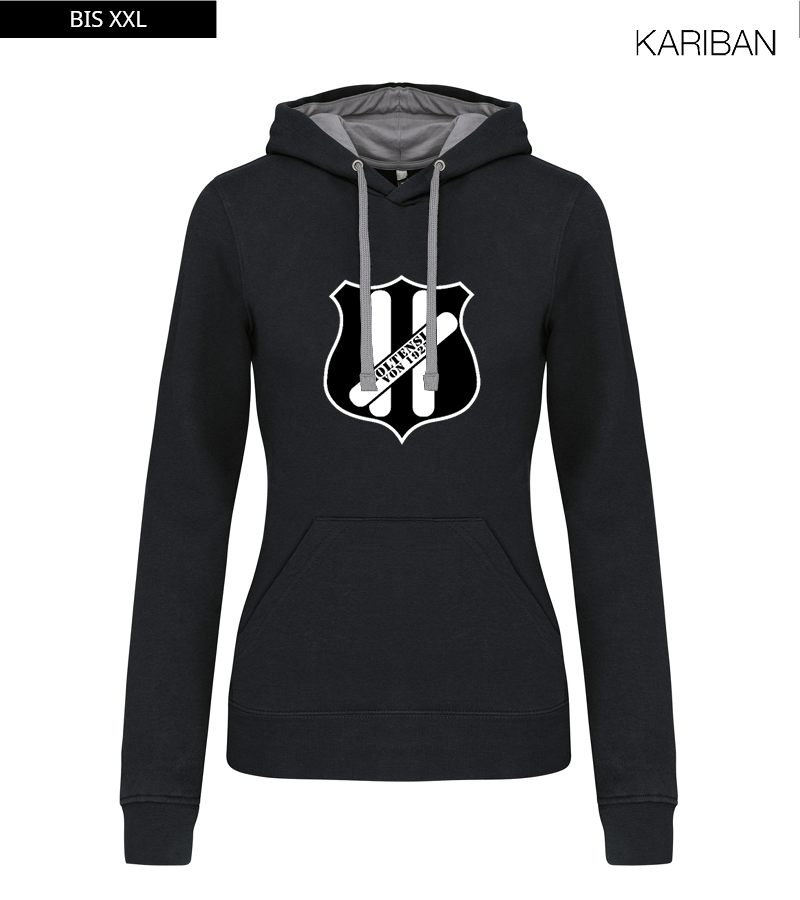 Kariban Damen Hoodie Black Fine Grey "Anton Frontprint"