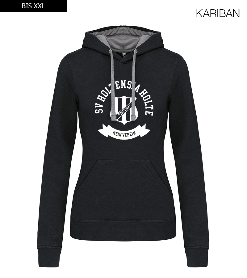 Kariban Damen Hoodie Black Fine Grey "Bono"