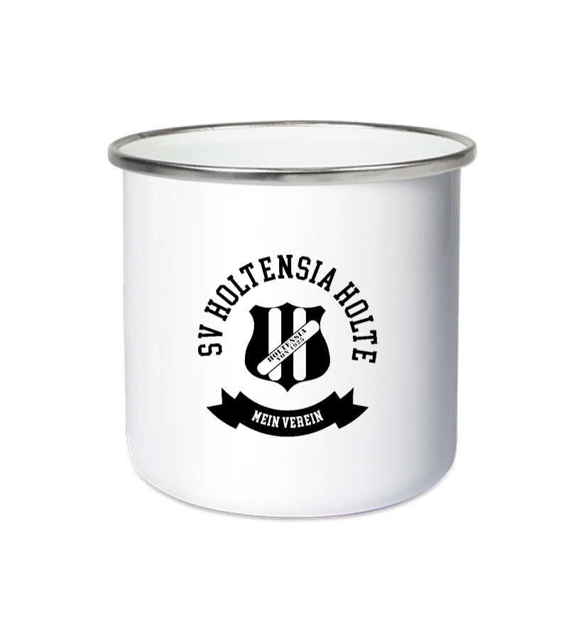 Emailletasse White Silver "Bono" A