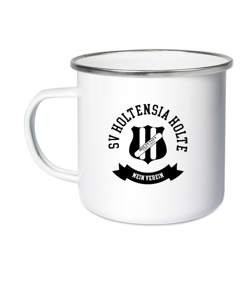 Emailletasse White Silver "Bono" B
